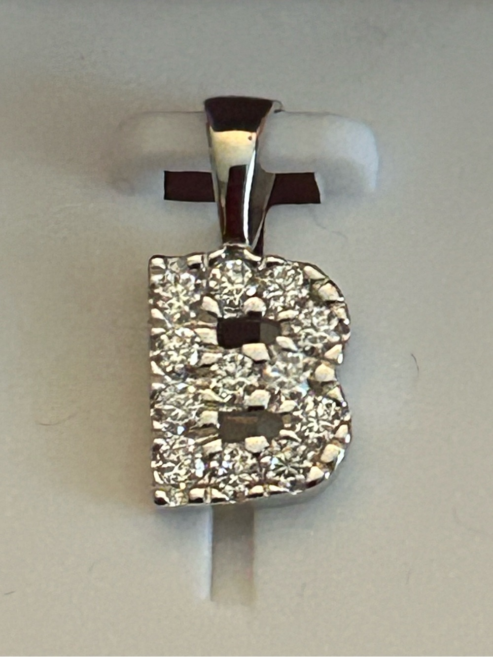 .25ctw Moissanite Paved 'B' Initial Pendant in 925 Sterling Silver - Petite